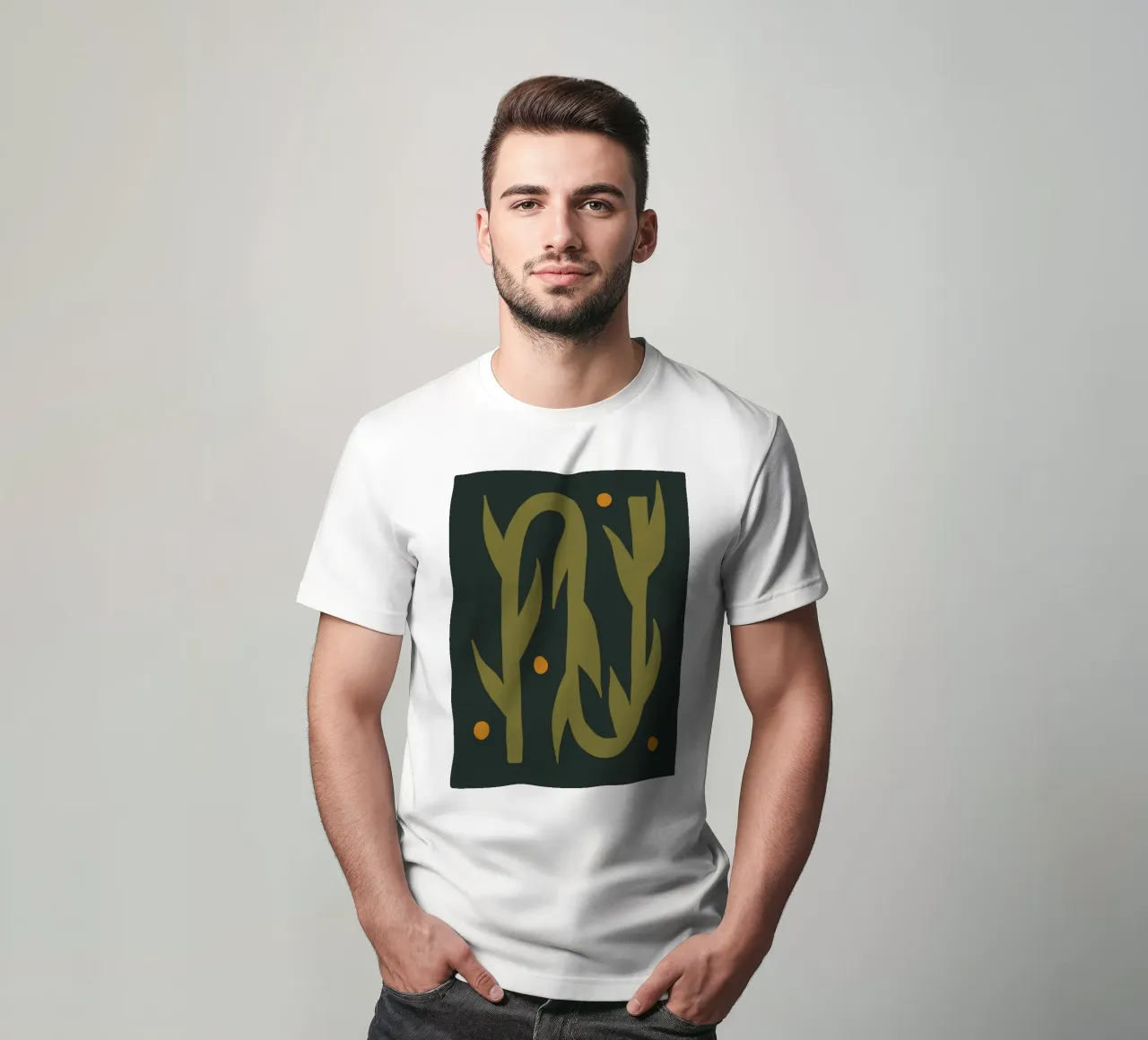 Feuille d'automne abstraite boho art vert noir jaune t-shirt de This Wild Soul - Illustration