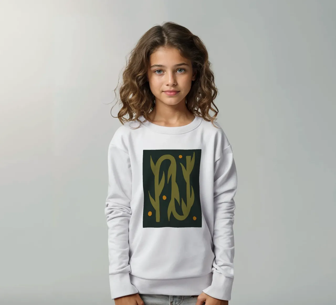 Feuille d'automne abstraite boho art vert noir jaune sweat enfant de This Wild Soul - Illustration