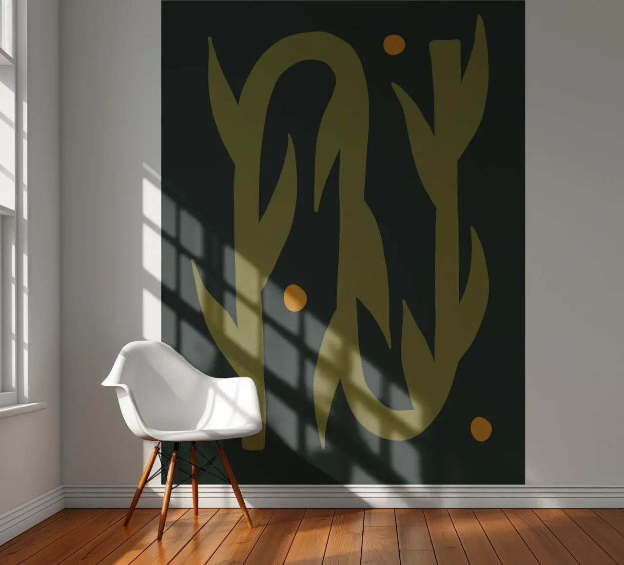 Feuille d'automne abstraite boho art vert noir jaune papier peint photo de This Wild Soul - Illustration