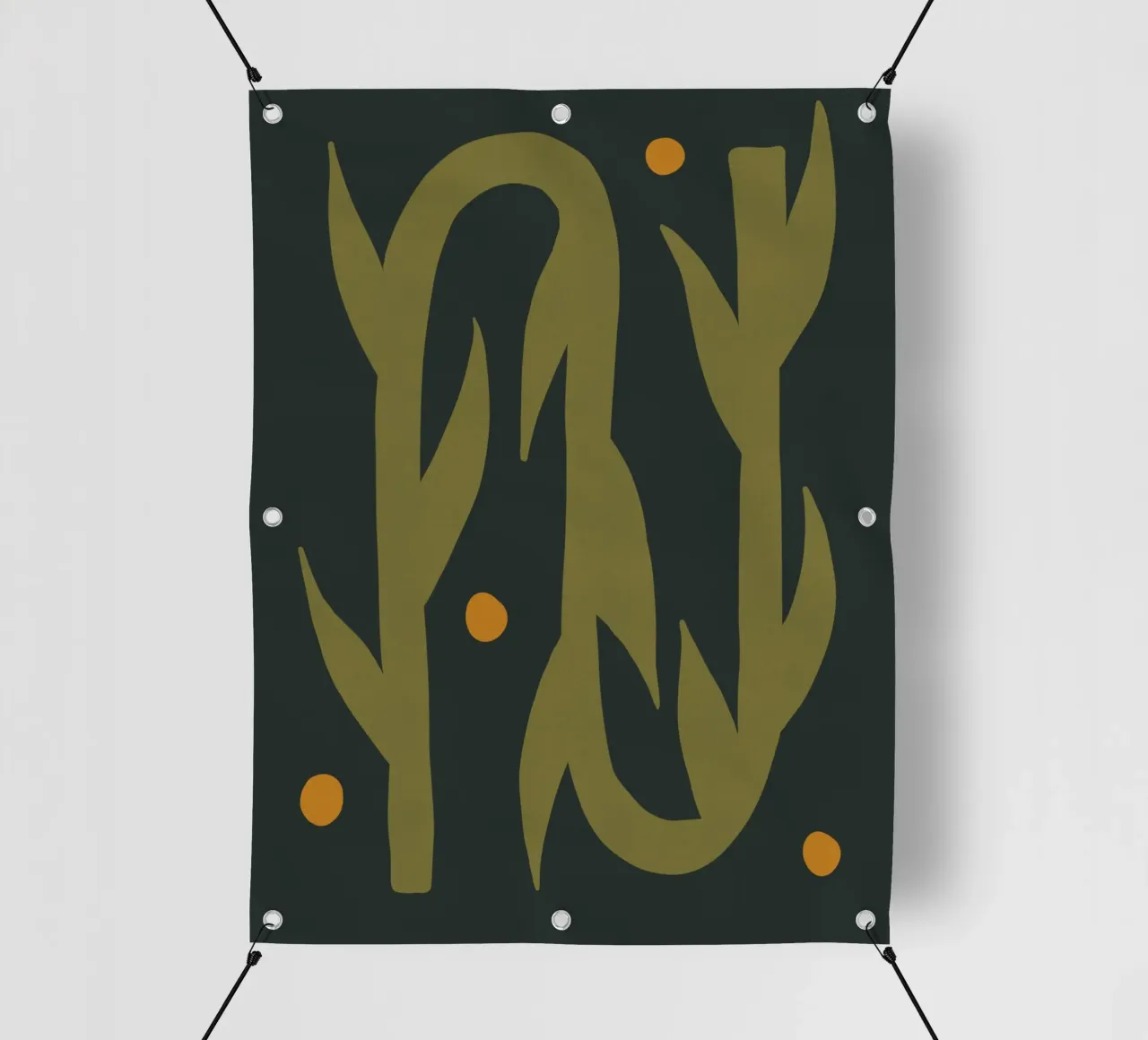 Feuille d'automne abstraite boho art vert noir jaune bâche pvc de This Wild Soul - Illustration