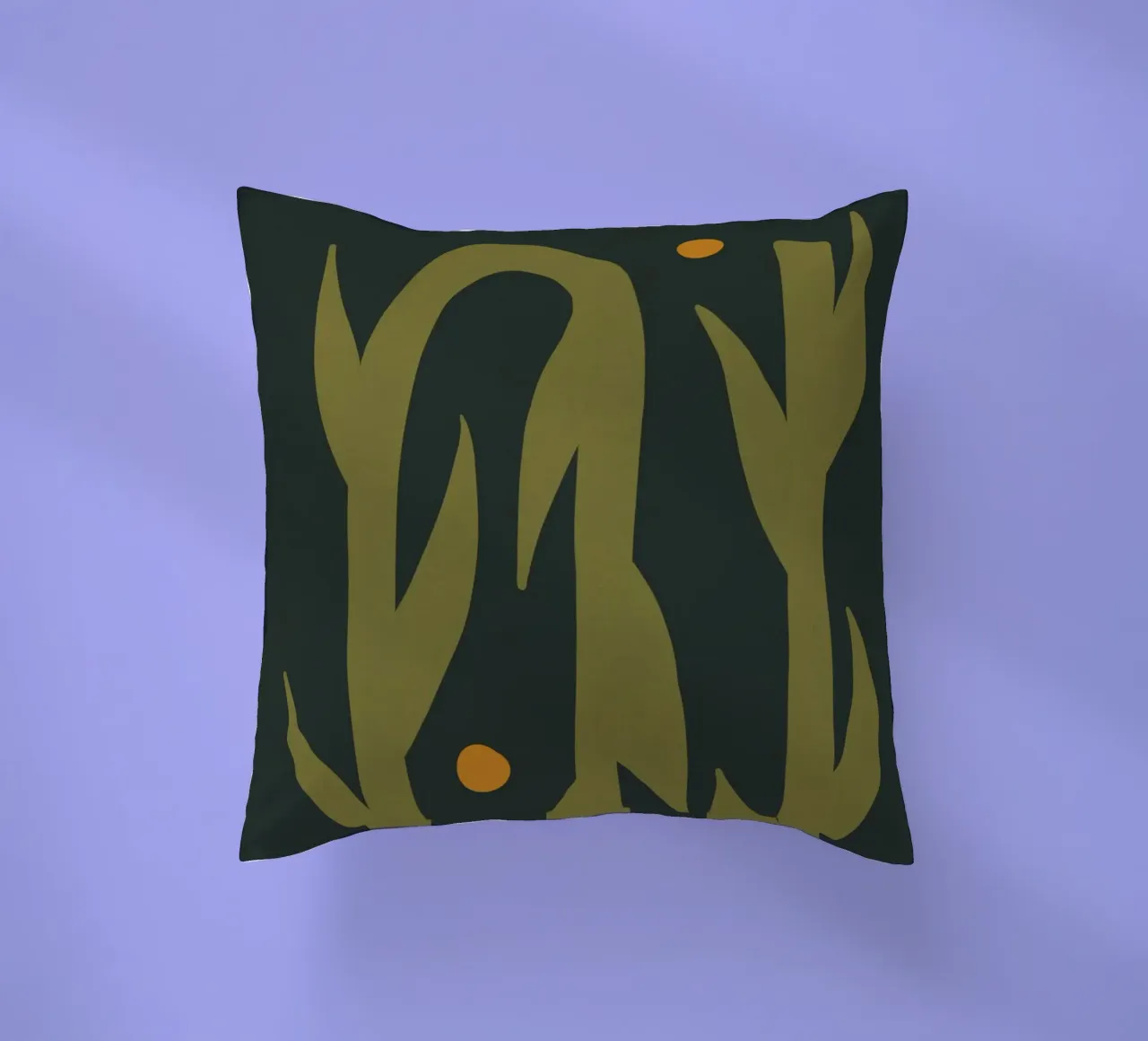 Feuille d'automne abstraite boho art vert noir jaune coussin de This Wild Soul - Illustration