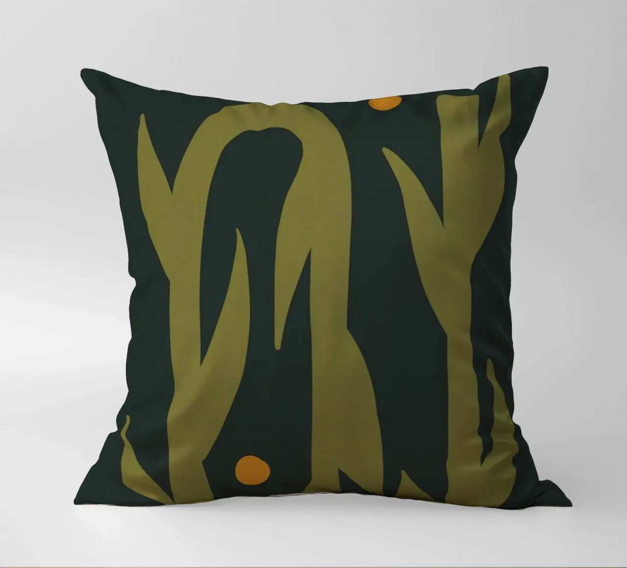 Feuille d'automne abstraite boho art vert noir jaune coussin de This Wild Soul - Illustration