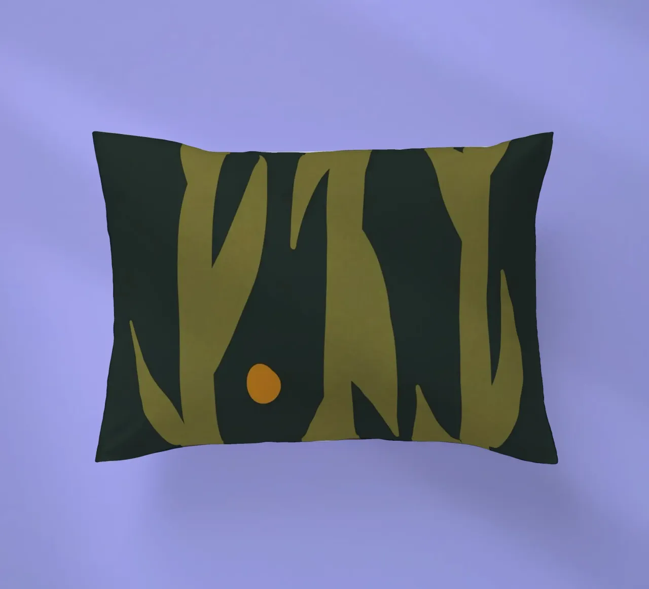 Feuille d'automne abstraite boho art vert noir jaune coussin de This Wild Soul - Illustration