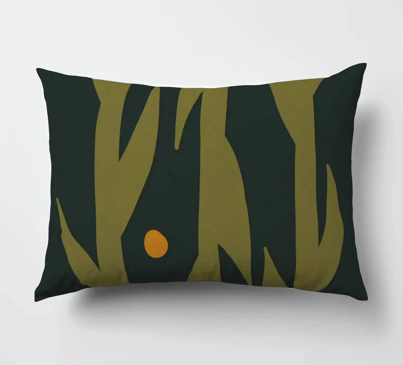 Feuille d'automne abstraite boho art vert noir jaune coussin de This Wild Soul - Illustration