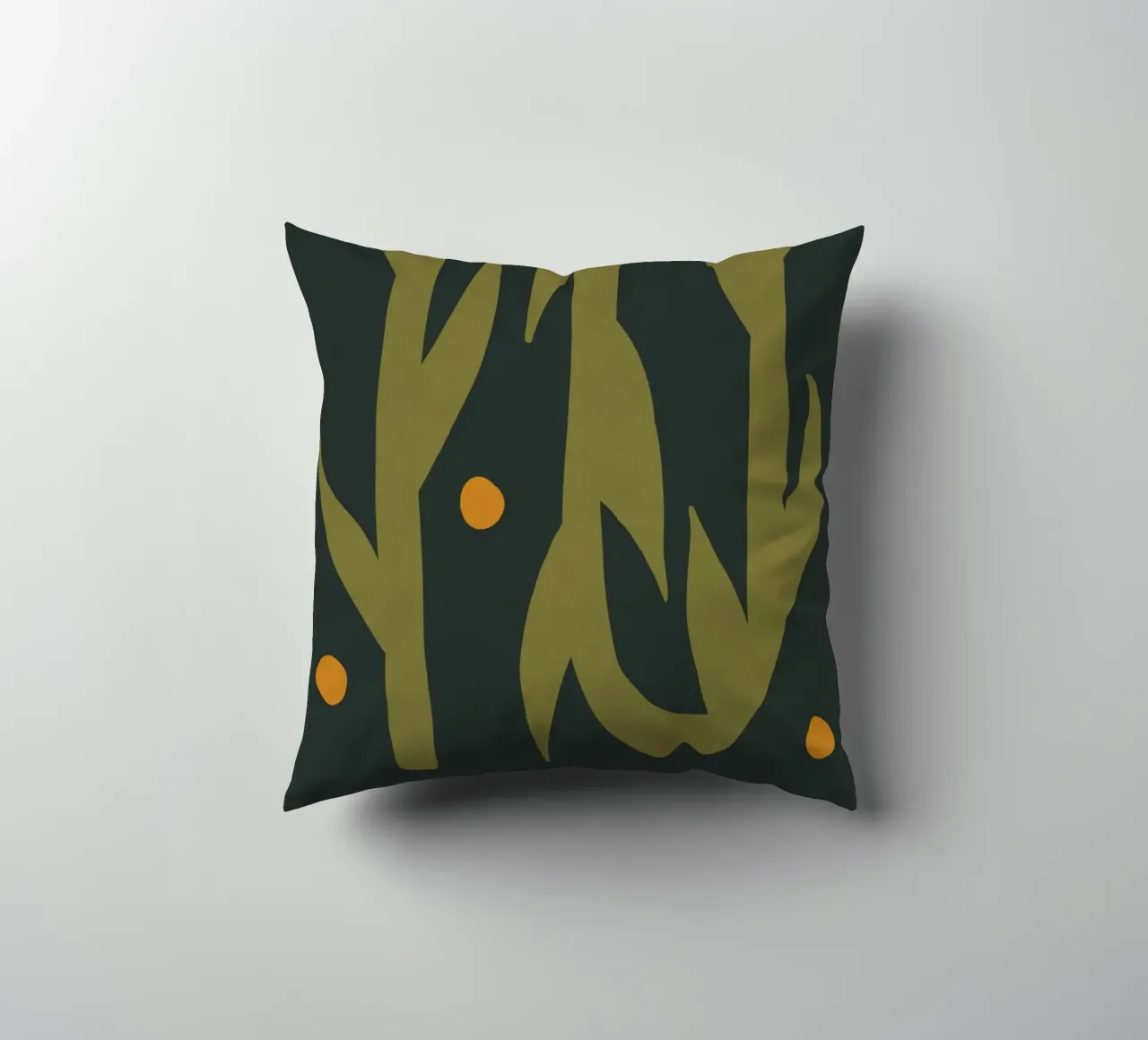 Feuille d'automne abstraite boho art vert noir jaune coussin de This Wild Soul - Illustration