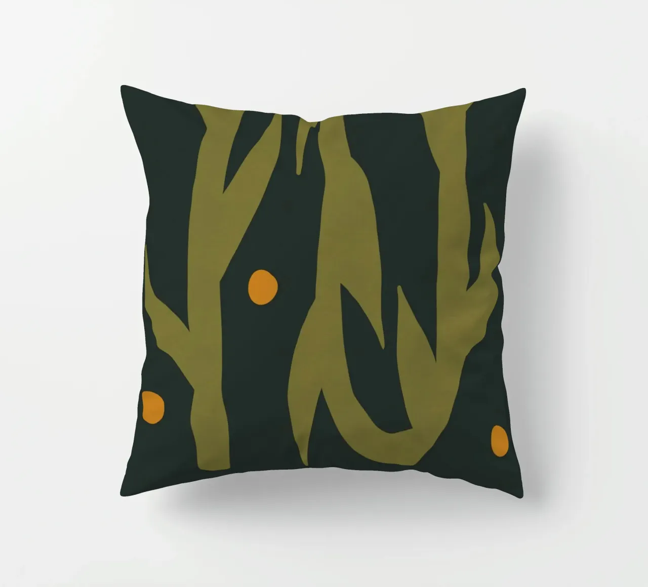 Feuille d'automne abstraite boho art vert noir jaune coussin de This Wild Soul - Illustration