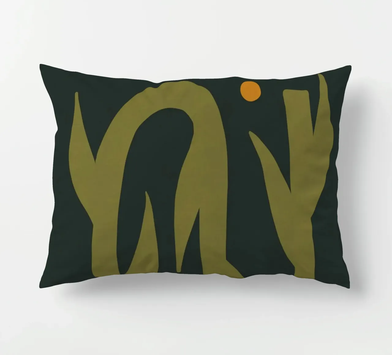 Feuille d'automne abstraite boho art vert noir jaune coussin de This Wild Soul - Illustration