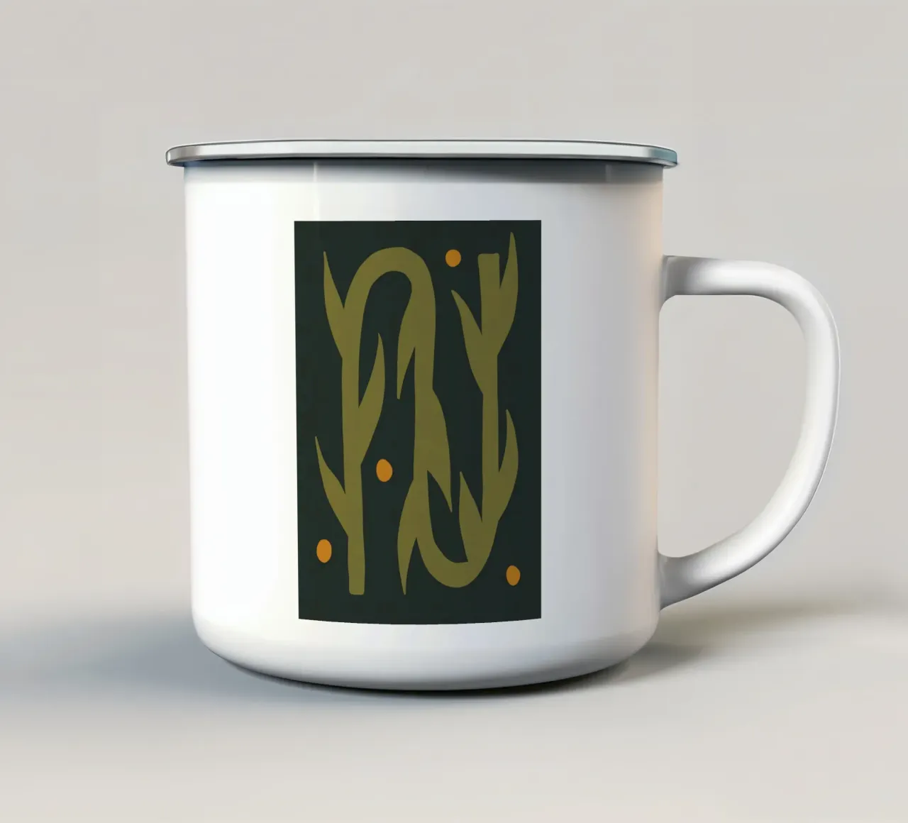 Metà secolo Foglia d'autunno astratto boho art verde nero giallo tazza in smalto da This Wild Soul - Illustration