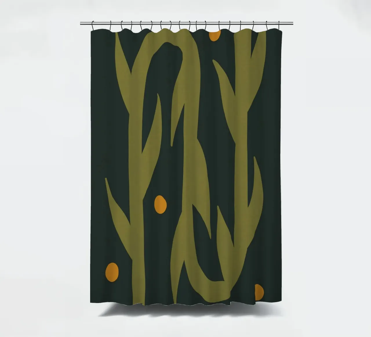 Feuille d'automne abstraite boho art vert noir jaune rideau de douche de This Wild Soul - Illustration