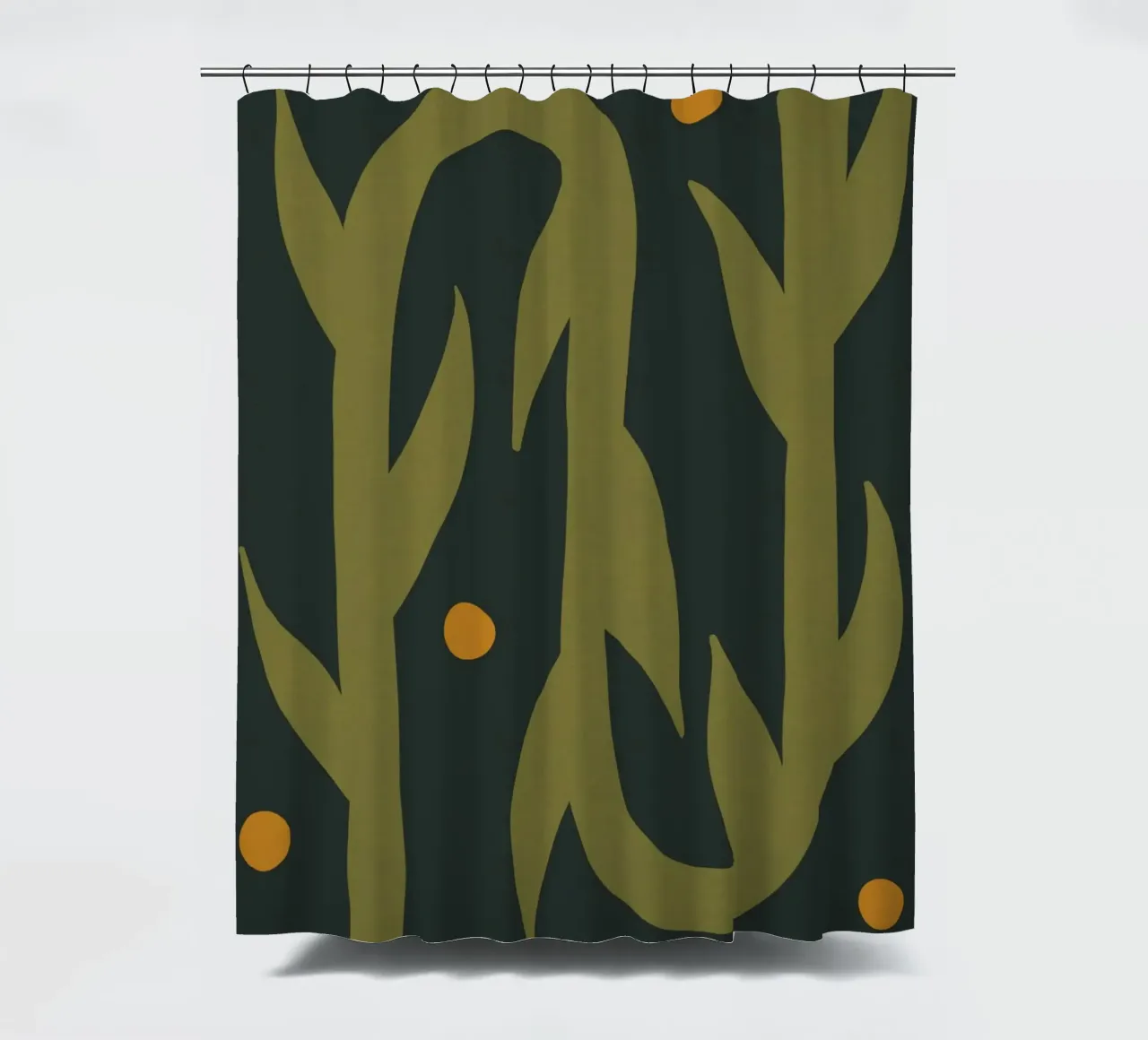 Feuille d'automne abstraite boho art vert noir jaune rideau de douche de This Wild Soul - Illustration