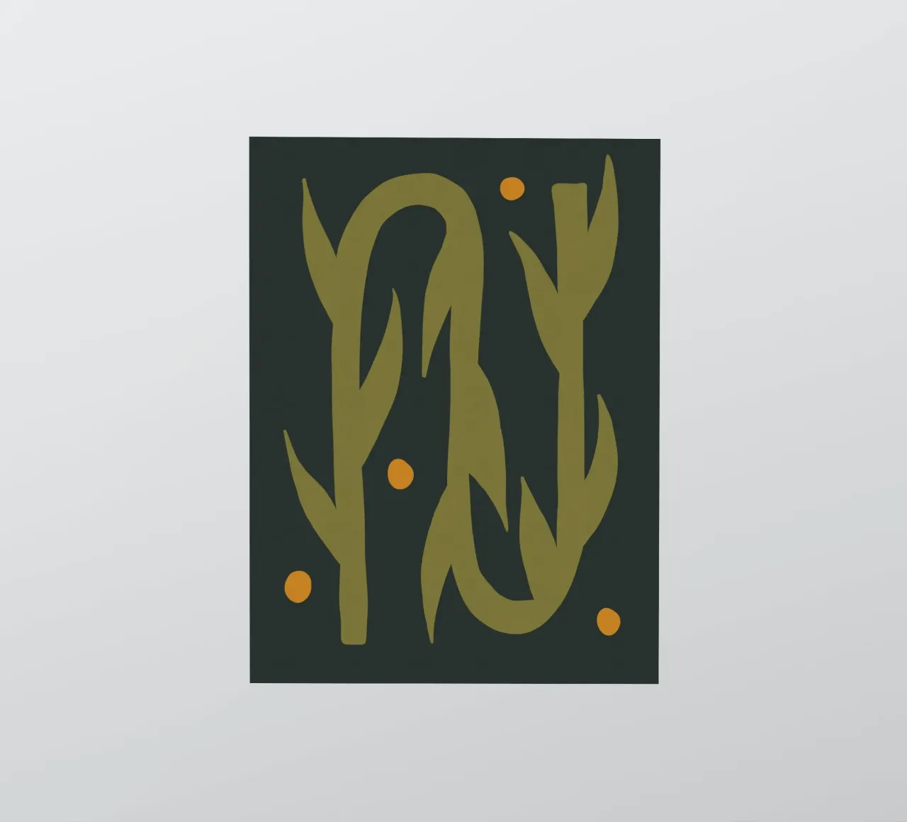 Feuille d'automne abstraite boho art vert noir jaune autocollant de This Wild Soul - Illustration
