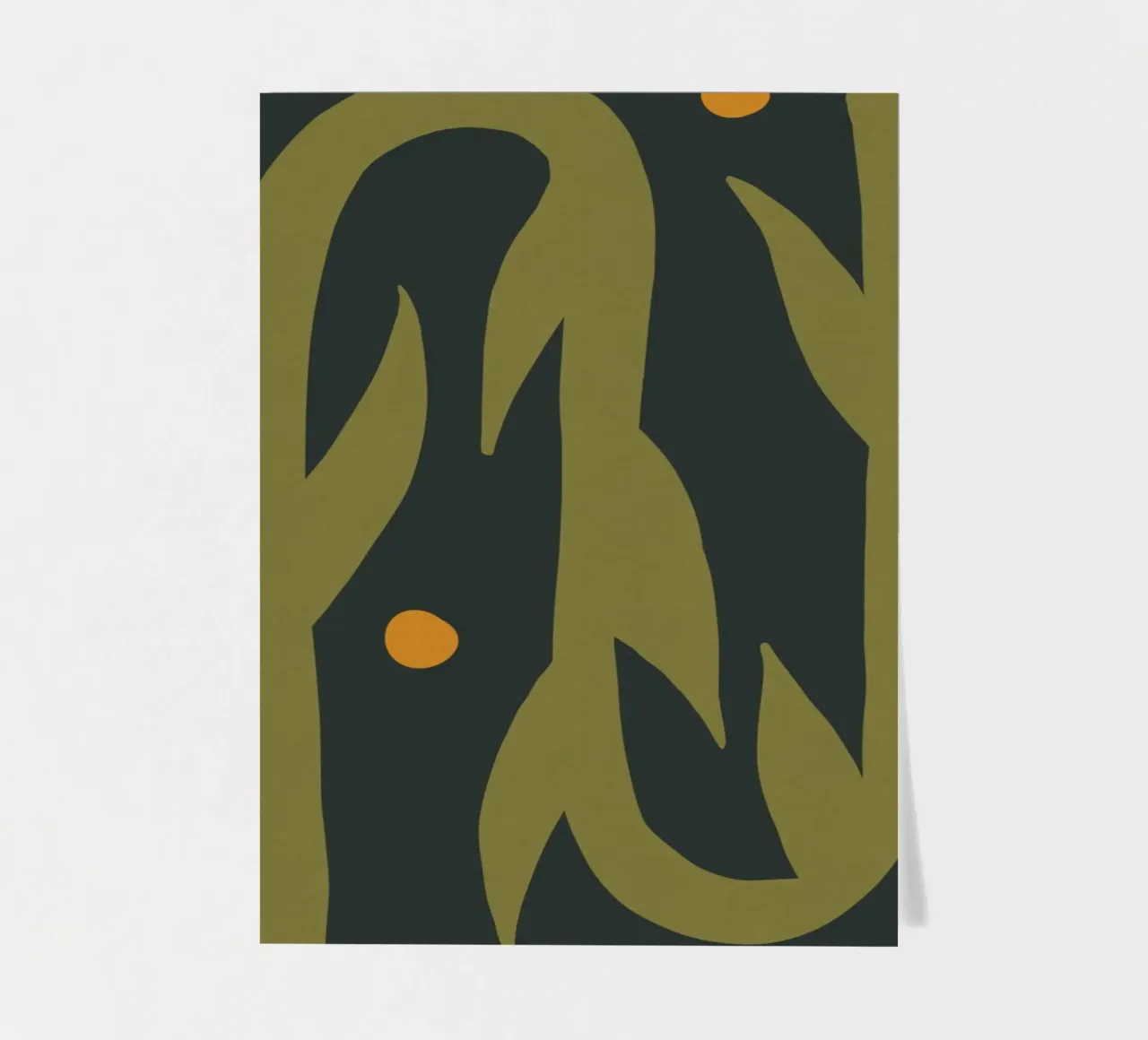 Feuille d'automne abstraite boho art vert noir jaune planche autocollant de This Wild Soul - Illustration