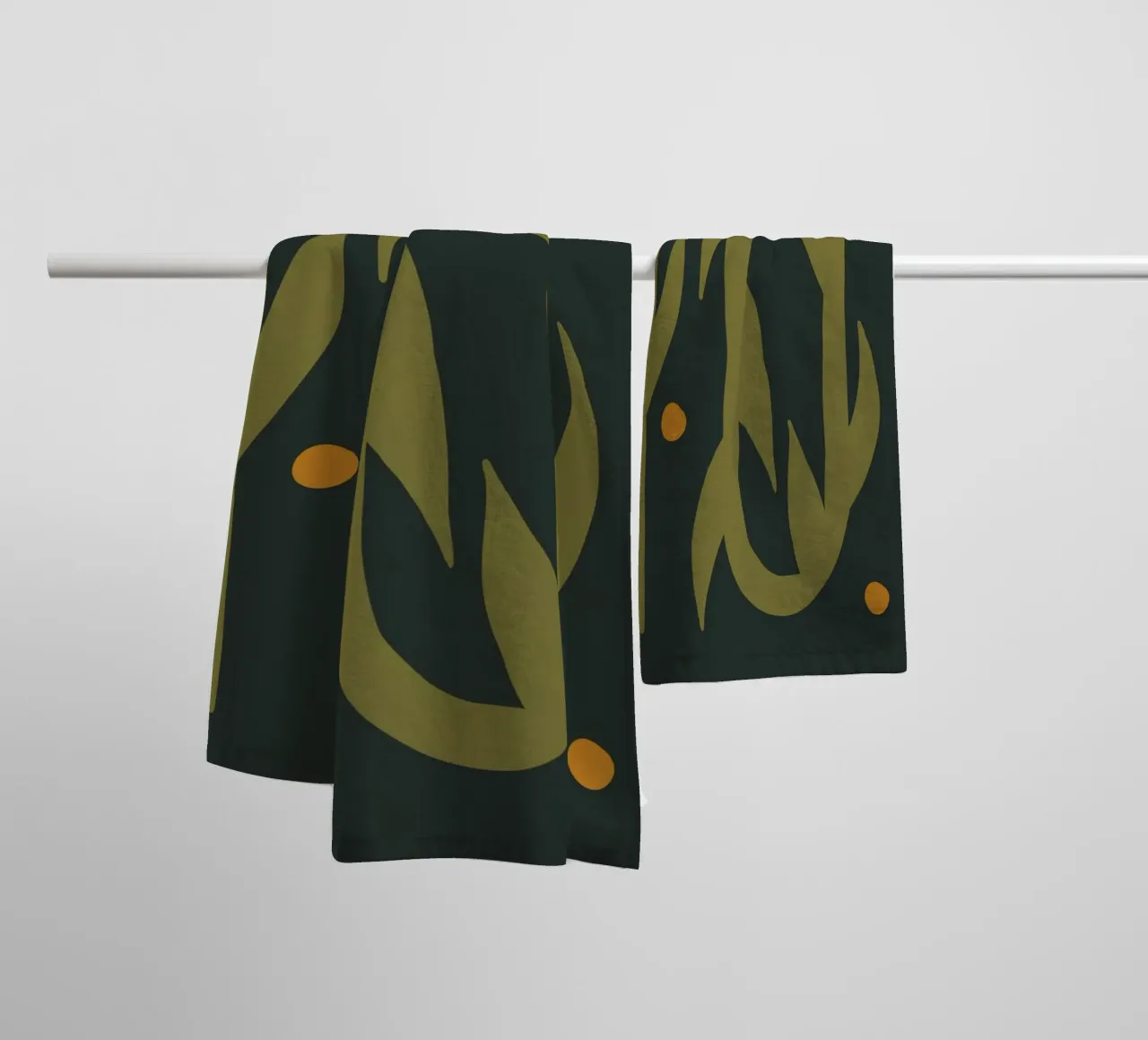 Feuille d'automne abstraite boho art vert noir jaune serviette de bain de This Wild Soul - Illustration