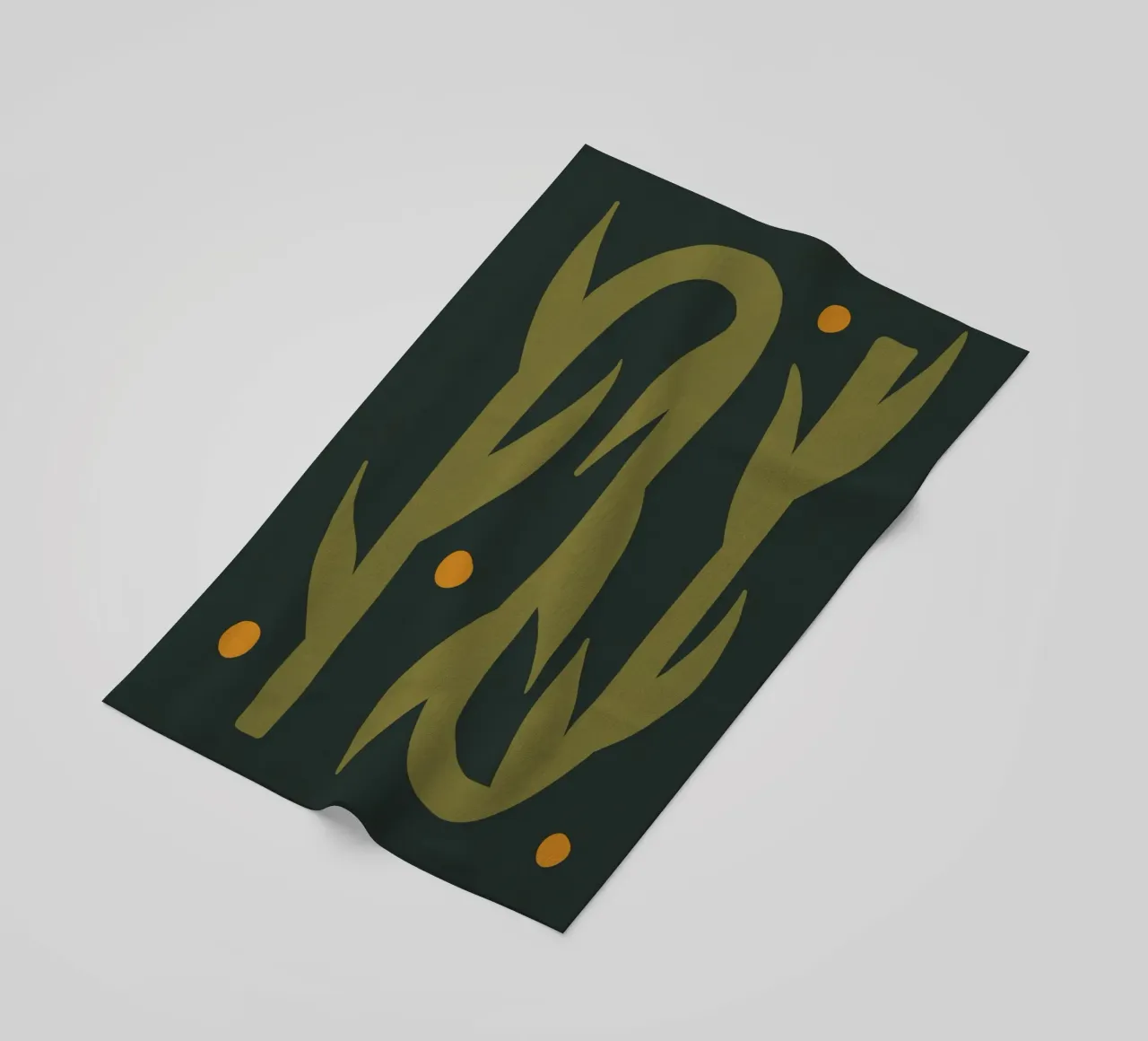 Feuille d'automne abstraite boho art vert noir jaune serviette de plage de This Wild Soul - Illustration