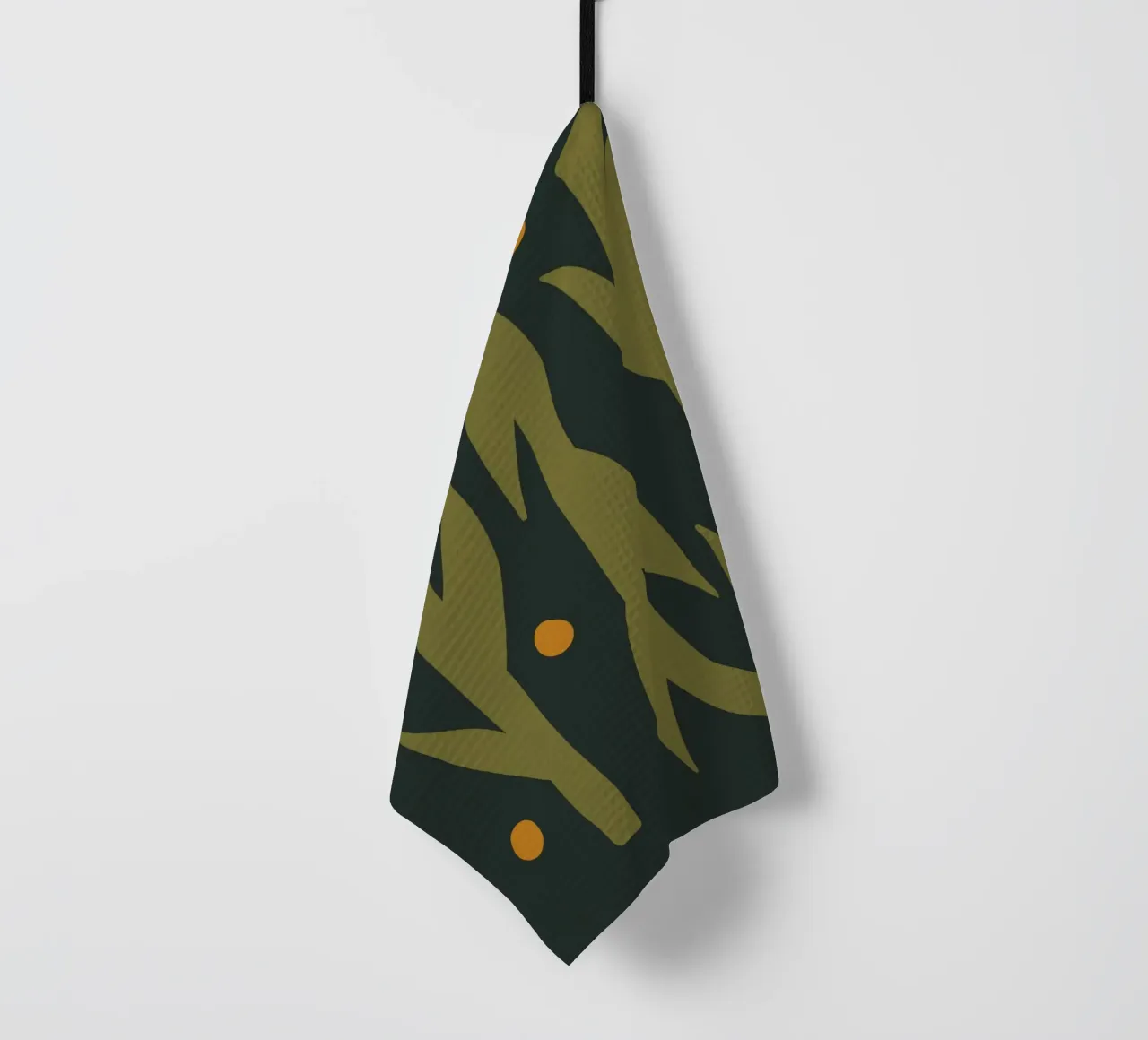 Feuille d'automne abstraite boho art vert noir jaune torchon de This Wild Soul - Illustration