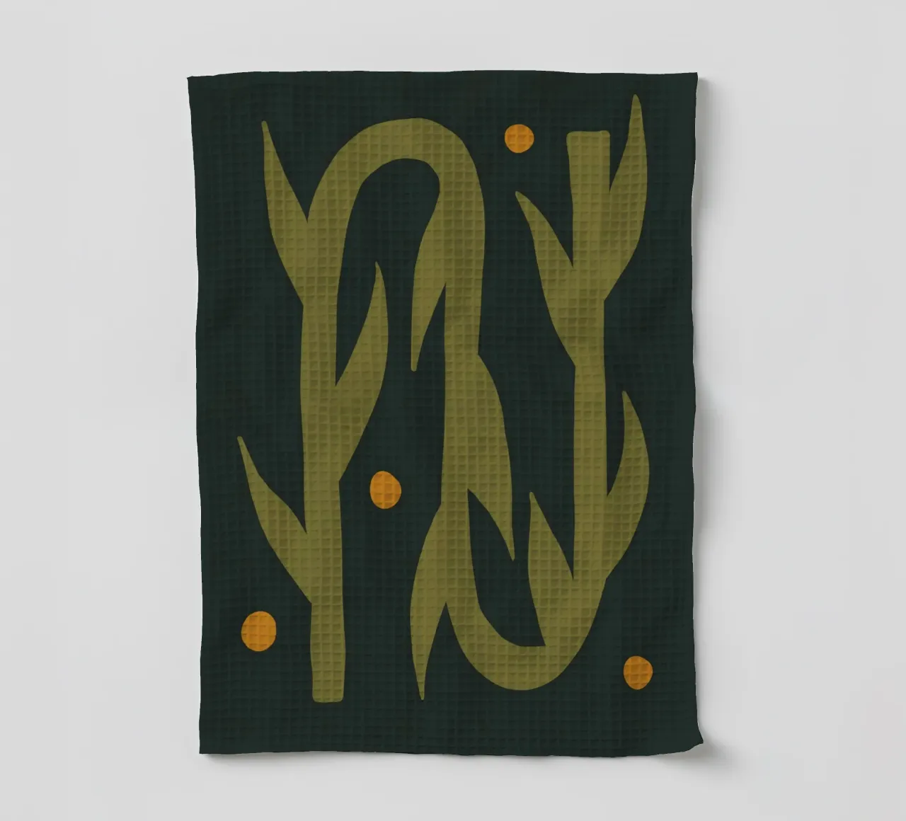 Feuille d'automne abstraite boho art vert noir jaune torchon de This Wild Soul - Illustration