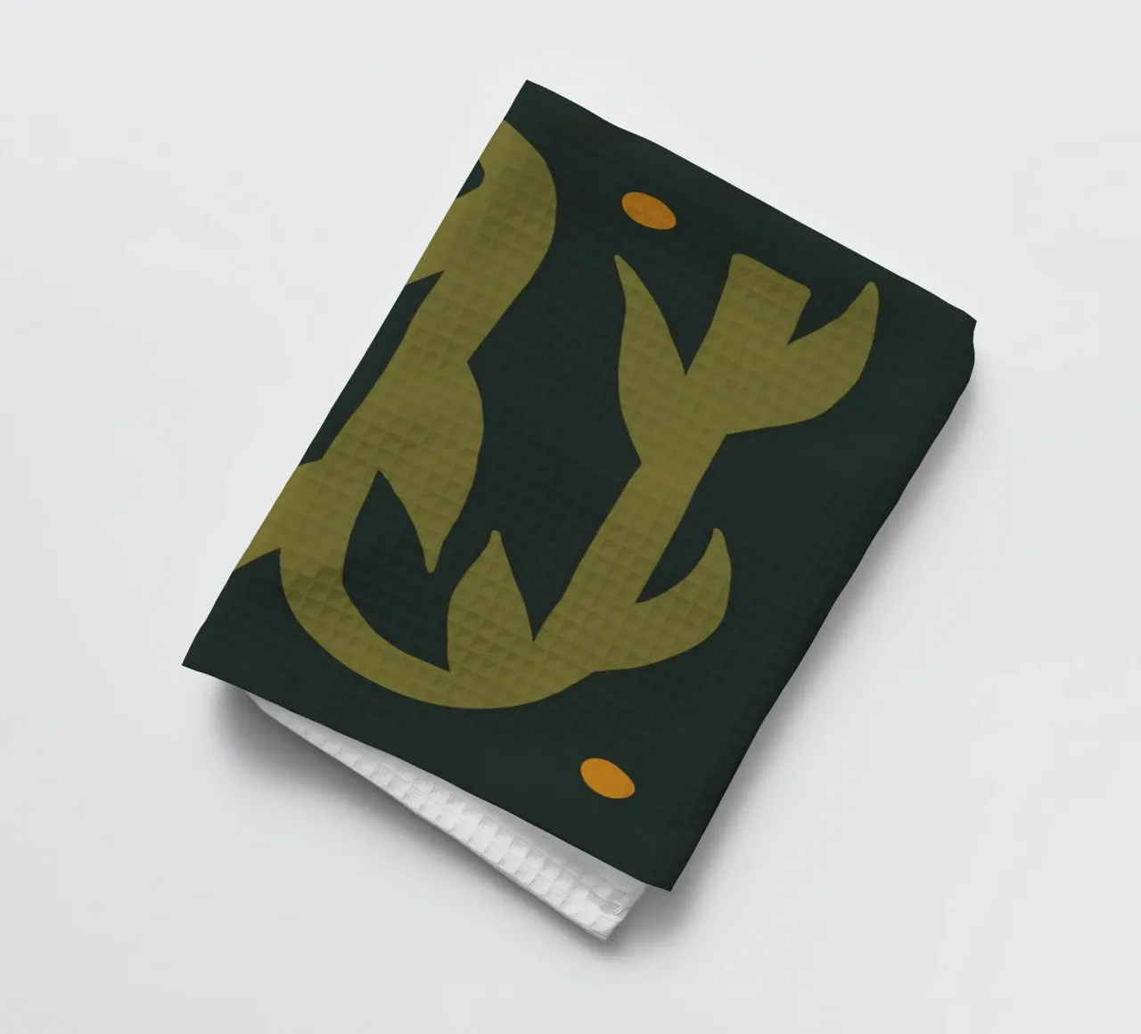 Feuille d'automne abstraite boho art vert noir jaune torchon de This Wild Soul - Illustration