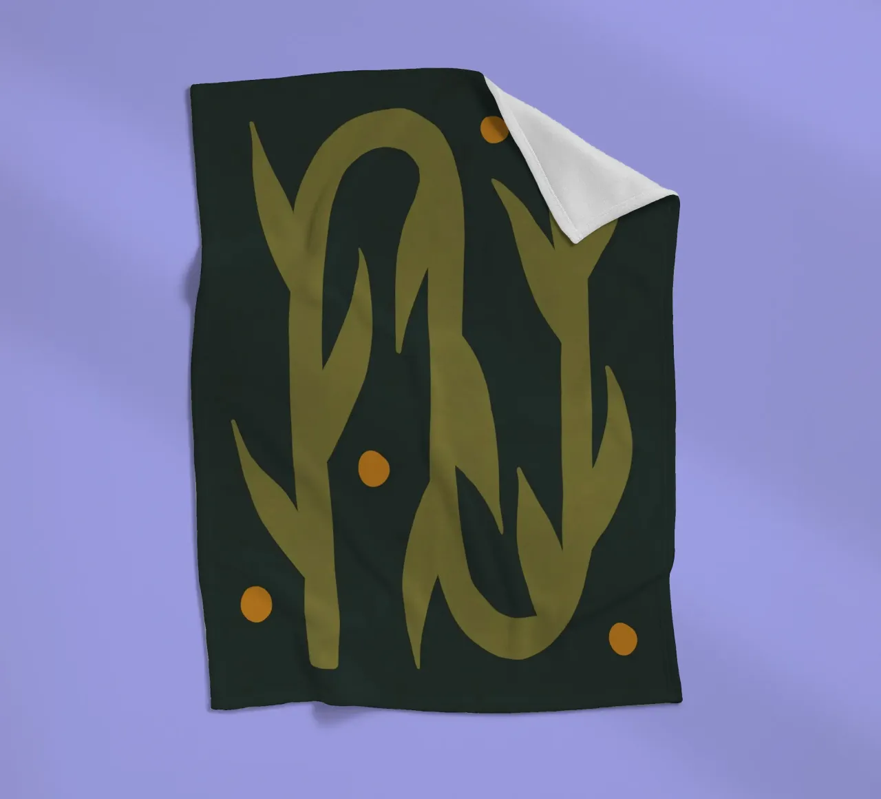 Feuille d'automne abstraite boho art vert noir jaune plaid polaire de This Wild Soul - Illustration