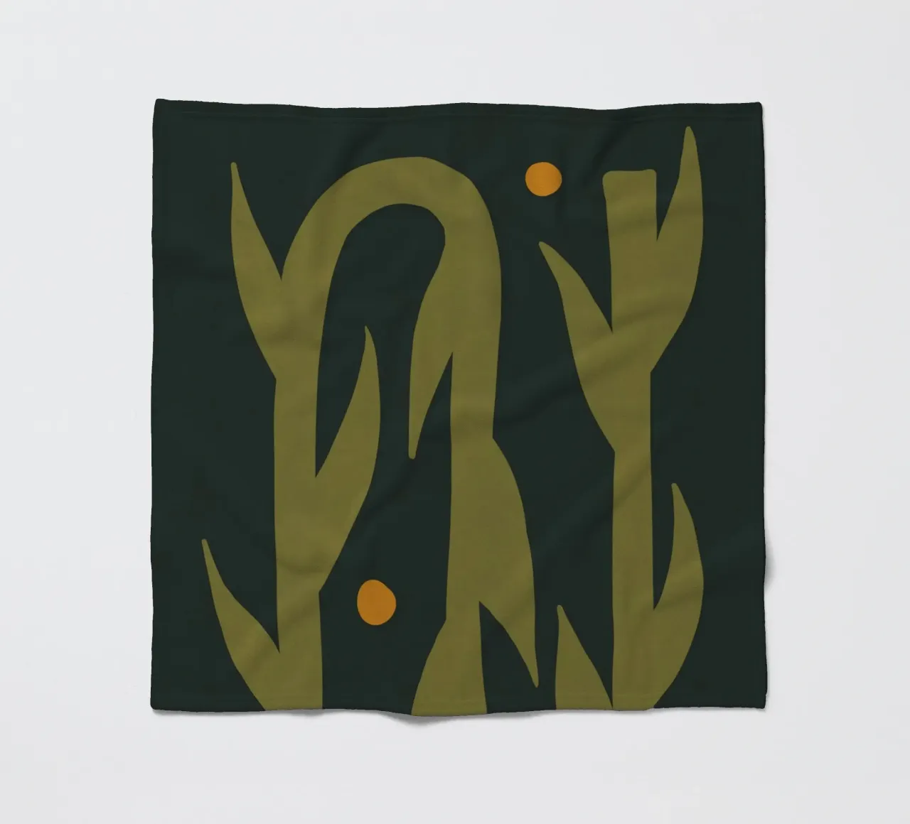 Feuille d'automne abstraite boho art vert noir jaune plaid polaire de This Wild Soul - Illustration