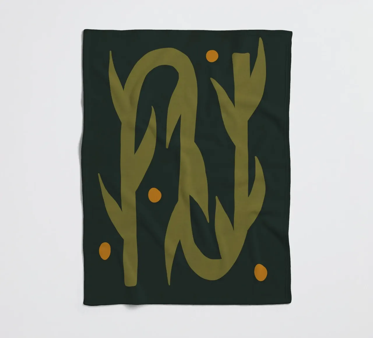 Feuille d'automne abstraite boho art vert noir jaune plaid polaire de This Wild Soul - Illustration