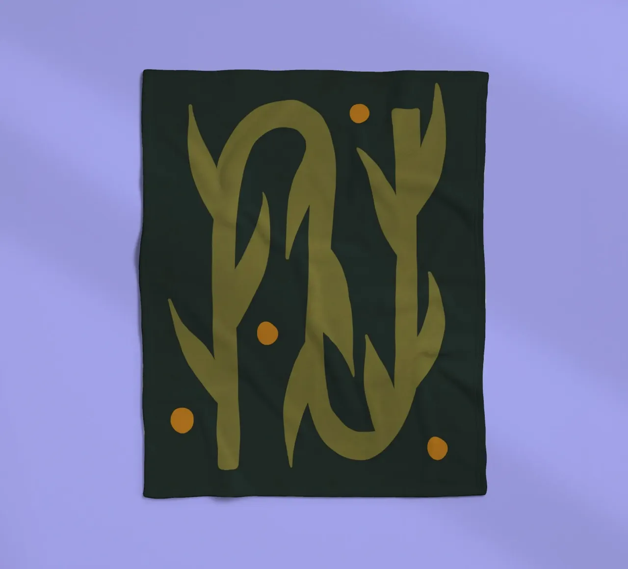 Feuille d'automne abstraite boho art vert noir jaune plaid polaire de This Wild Soul - Illustration