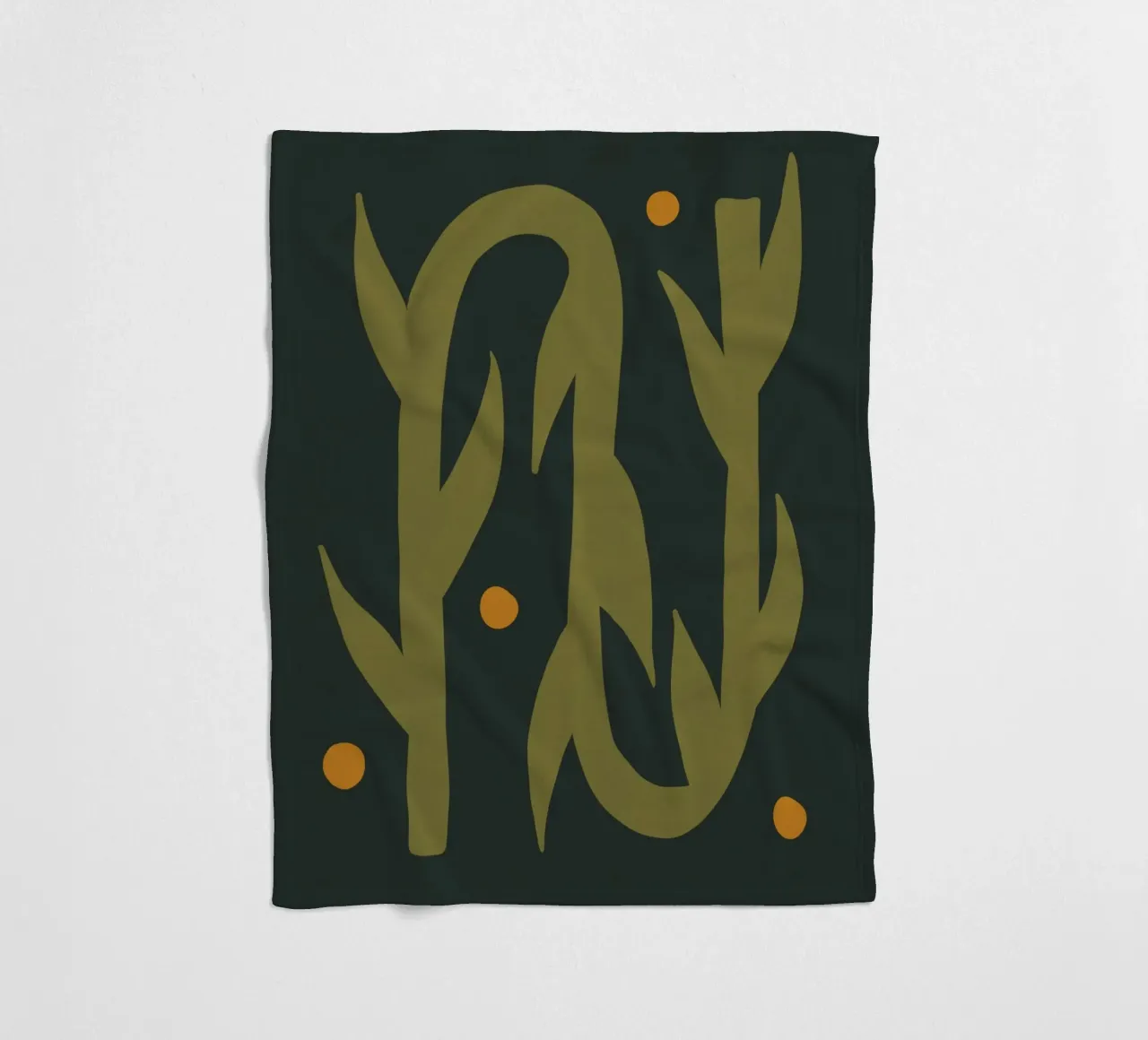 Feuille d'automne abstraite boho art vert noir jaune plaid polaire de This Wild Soul - Illustration