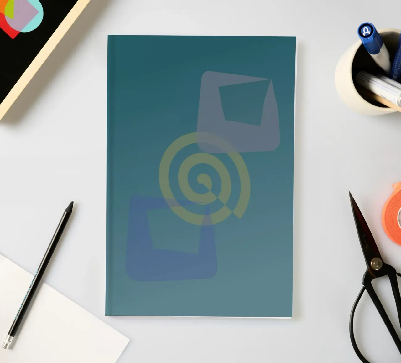 Abstraktes Muster mit Rechtecken und einem Kreis. diario da Something for you