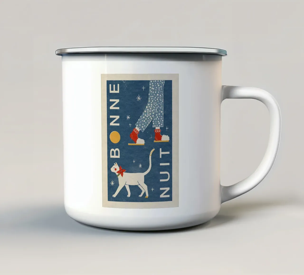 Buona notte tazza in smalto da Charlotte Gagnon