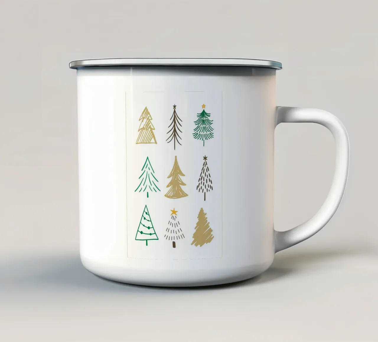Alberi di Natale tazza in smalto da Charlotte Gagnon