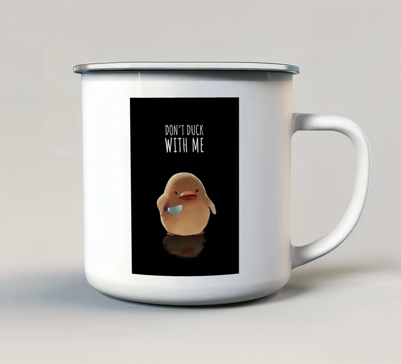 Non fare l'anatra con me tazza in smalto da Liam Johnson