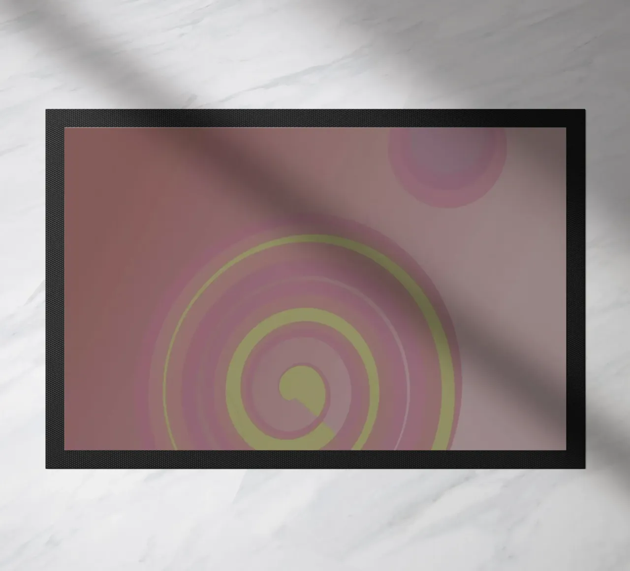Abstract pattern with circles. In pink, pink, yellow and purple. doormat by Something for you