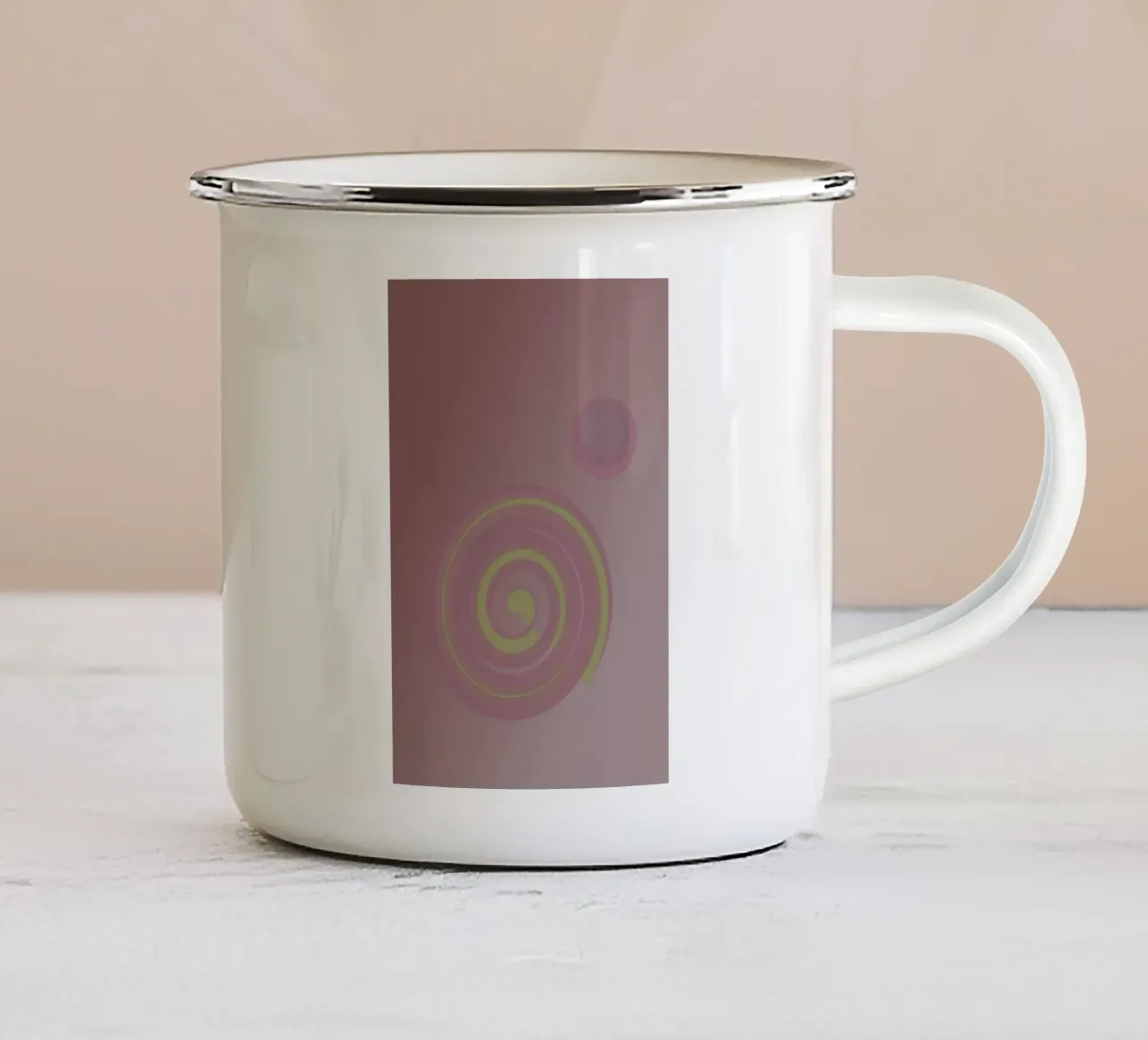 Abstract patroon met cirkels. In roze, roze, geel en paars. emaille mok van Something for you