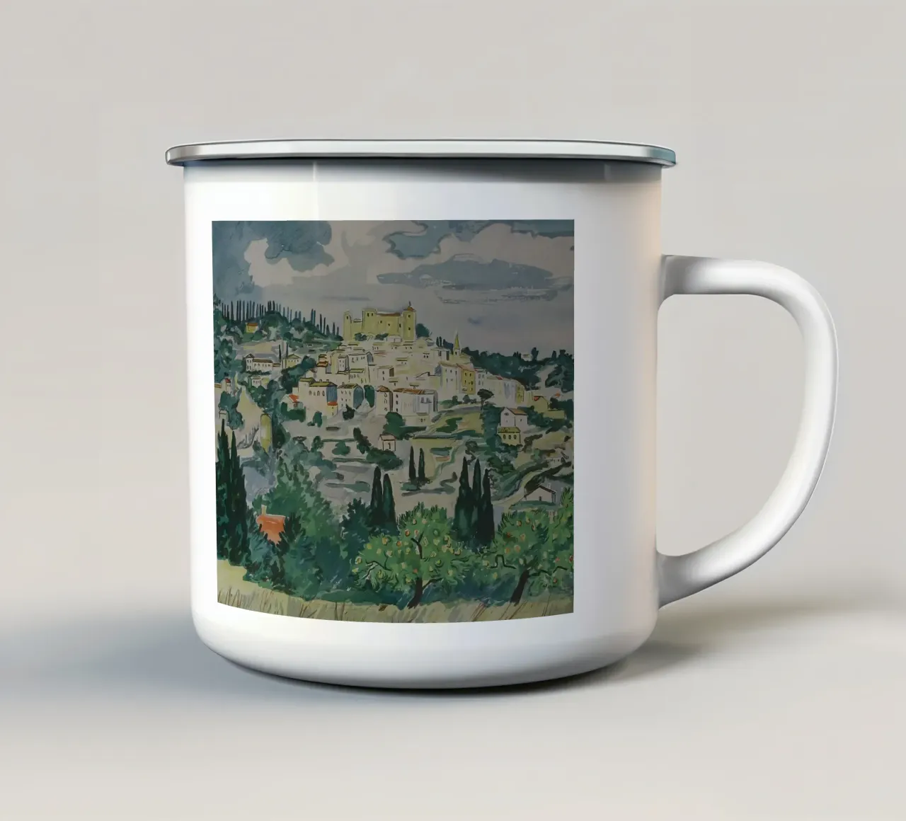 Villaggio con alberi d'arancio tazza in smalto da Callaway