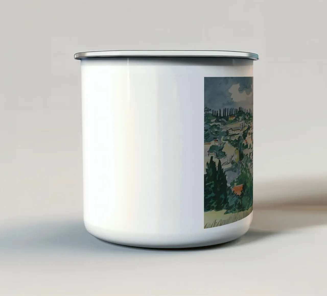 Villaggio con alberi d'arancio tazza in smalto da Callaway
