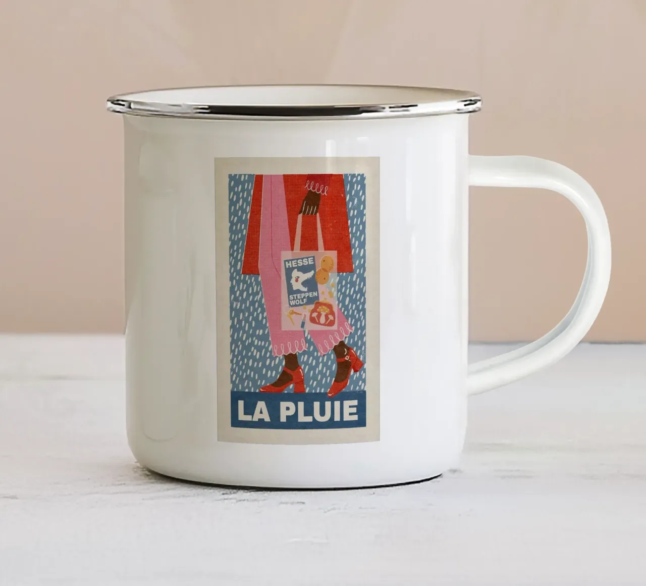 La Pluie alla francese tazza in smalto da Charlotte Gagnon