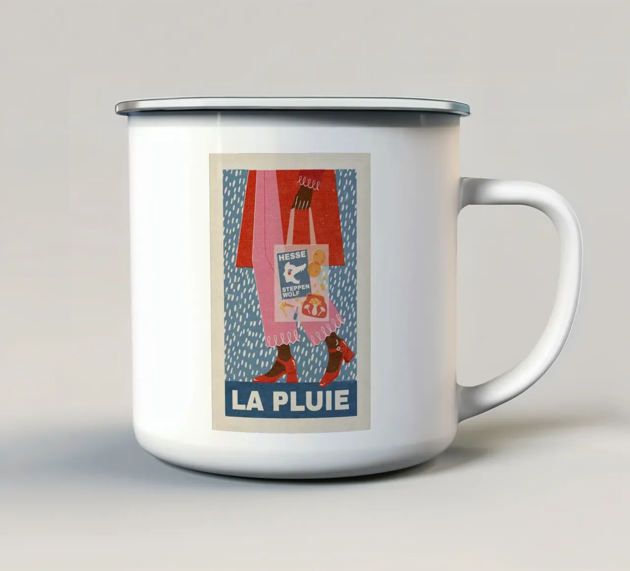 La Pluie alla francese tazza in smalto da Charlotte Gagnon