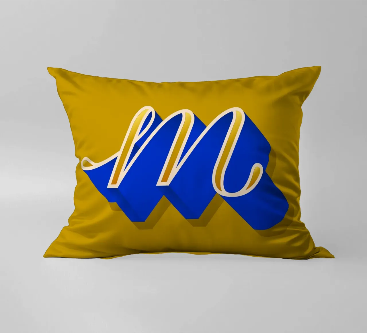 M letter script decorative cushion by Glettering