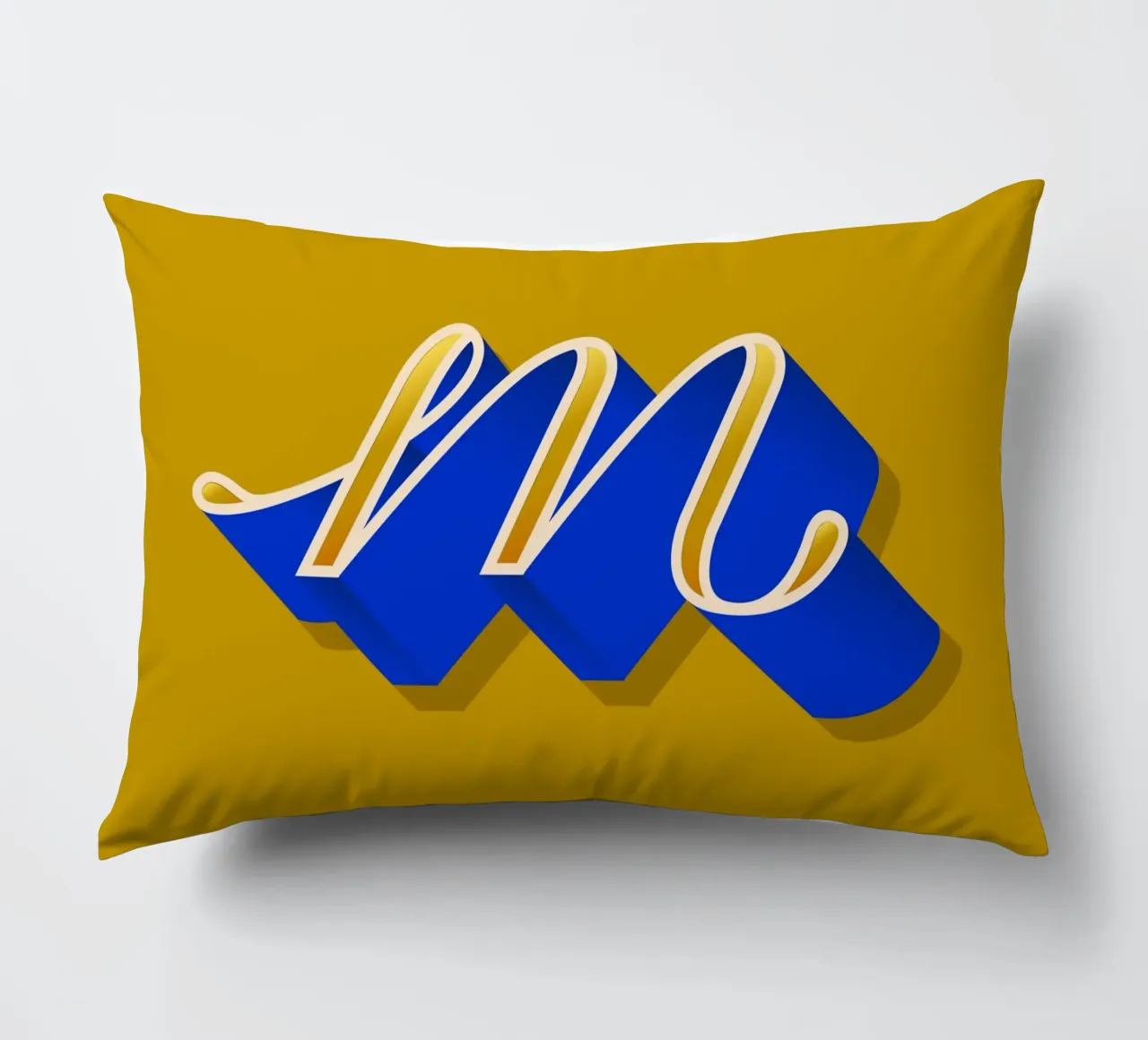 M letter script decorative cushion by Glettering