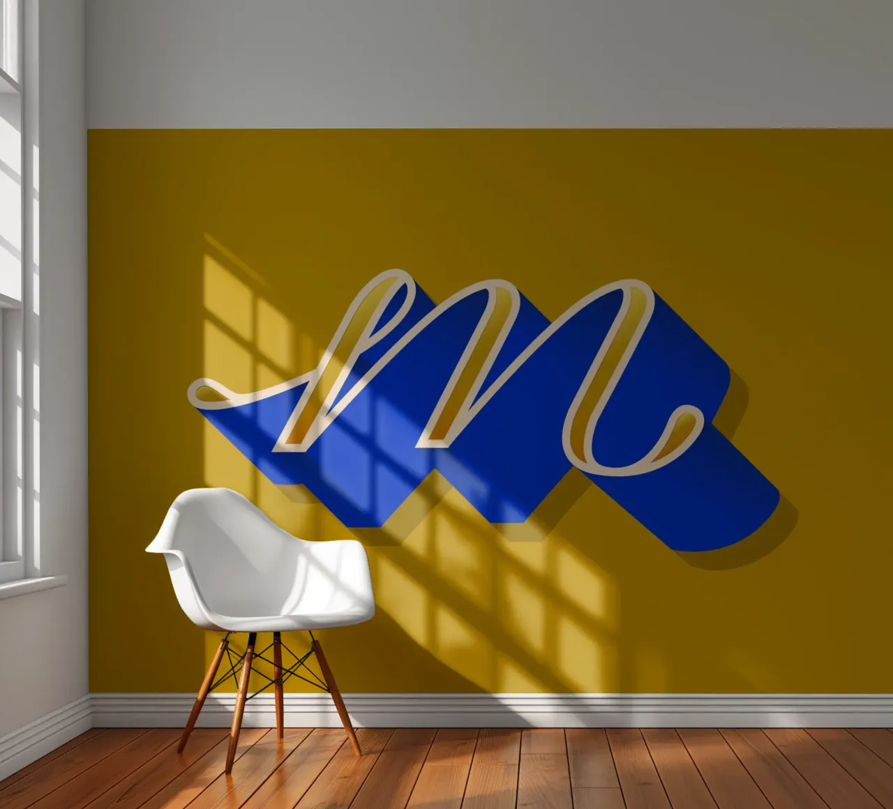 M letter script fotobehang van Glettering