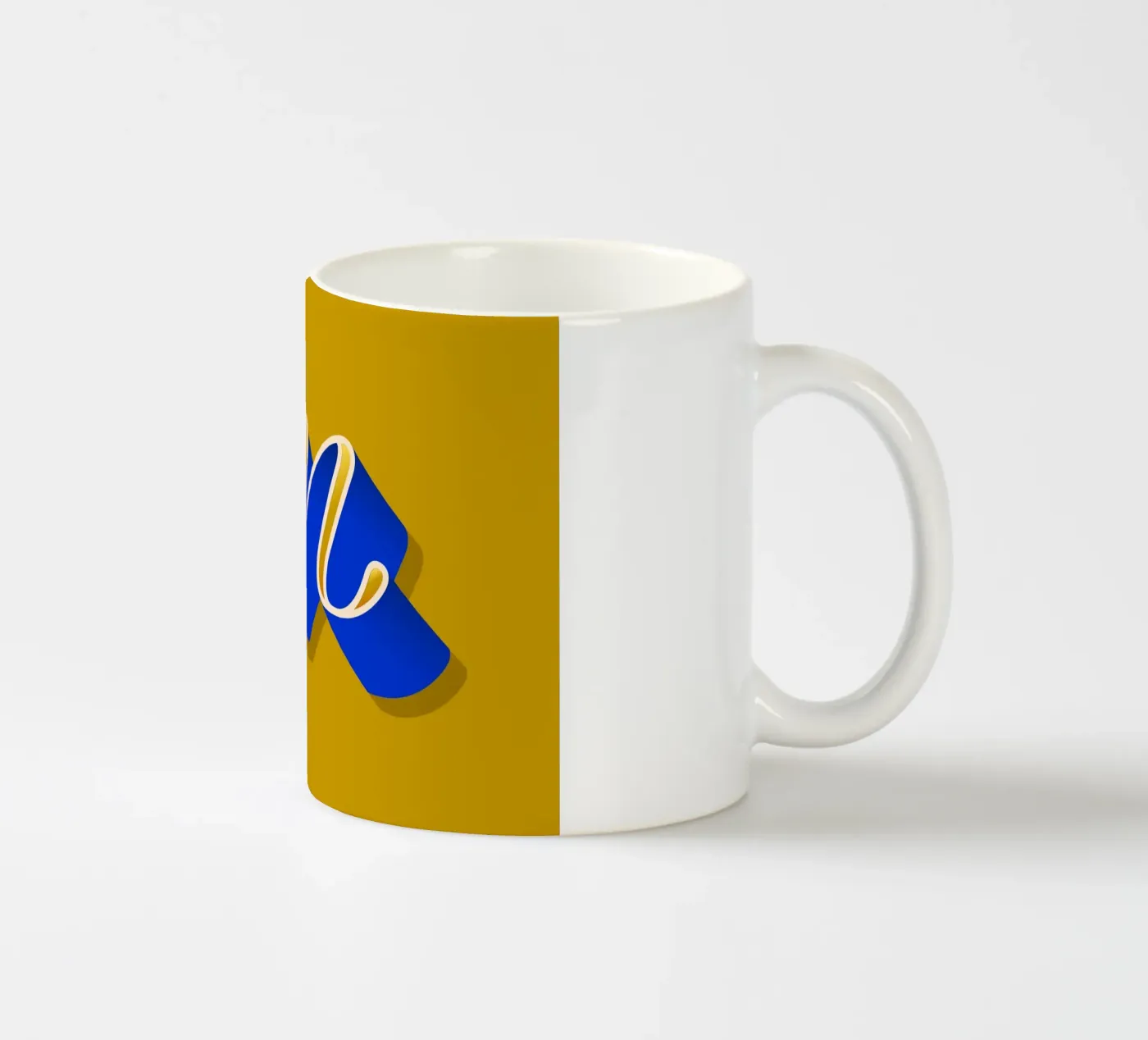 M letter script ceramic mug by Glettering