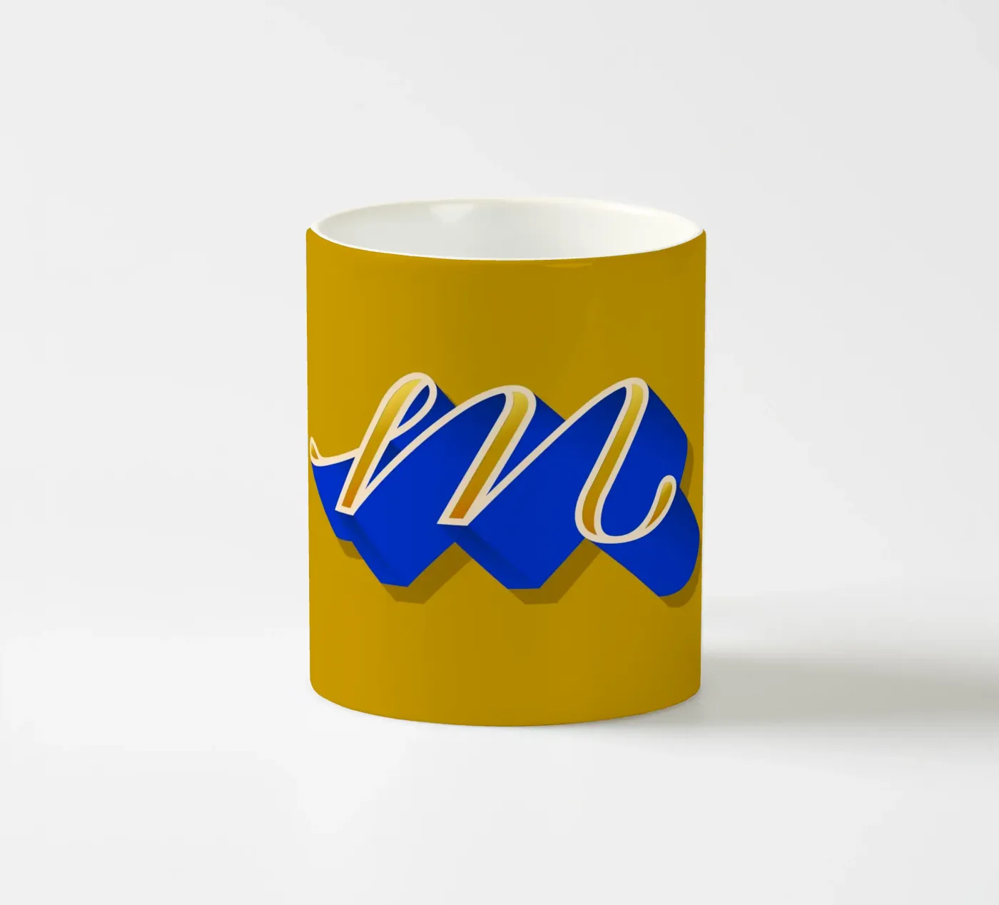 M letter script ceramic mug by Glettering