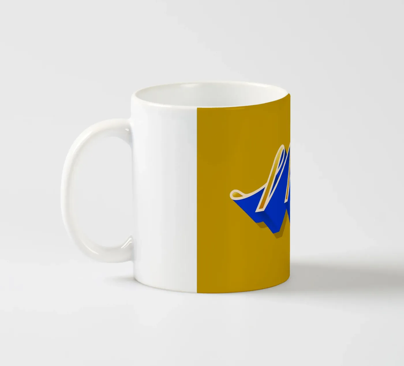 M letter script ceramic mug by Glettering