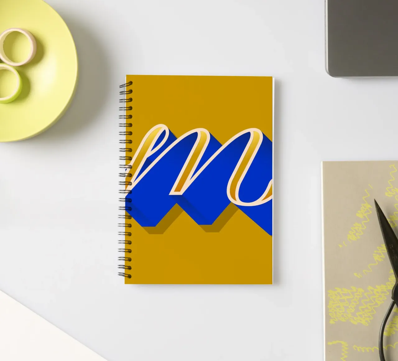 M letter script diario ad anelli da Glettering