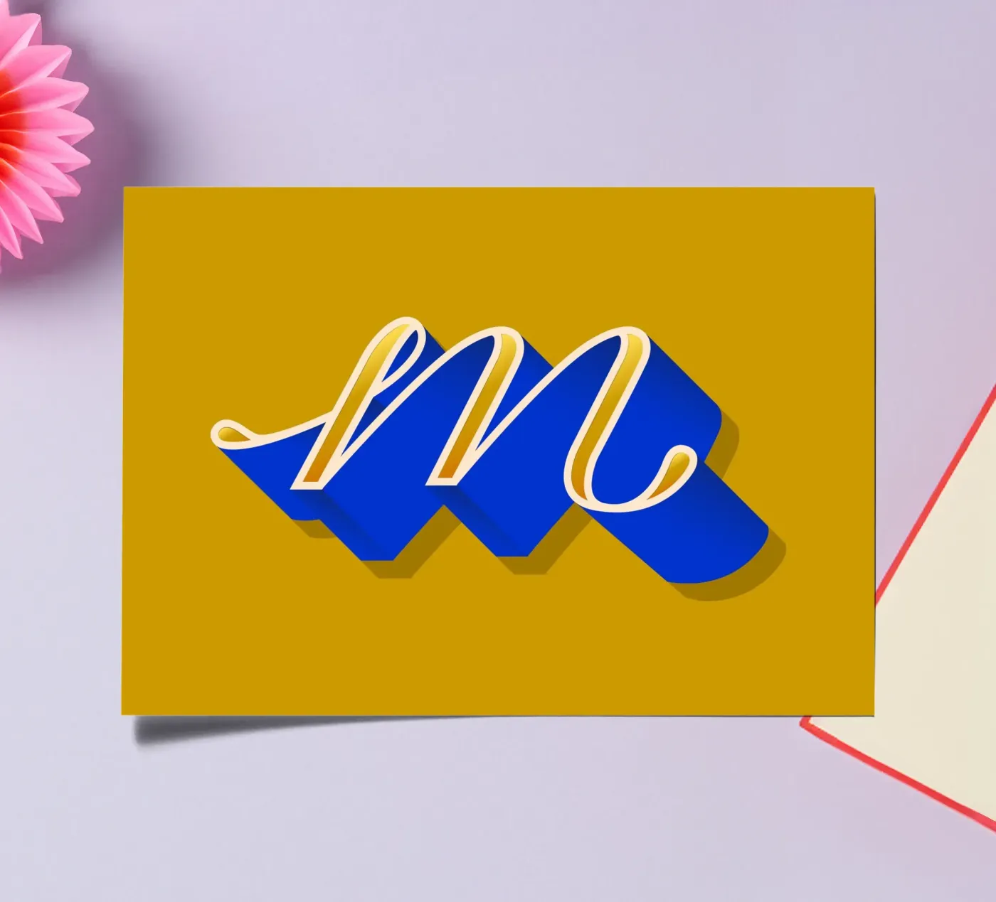 M letter script stickervel van Glettering