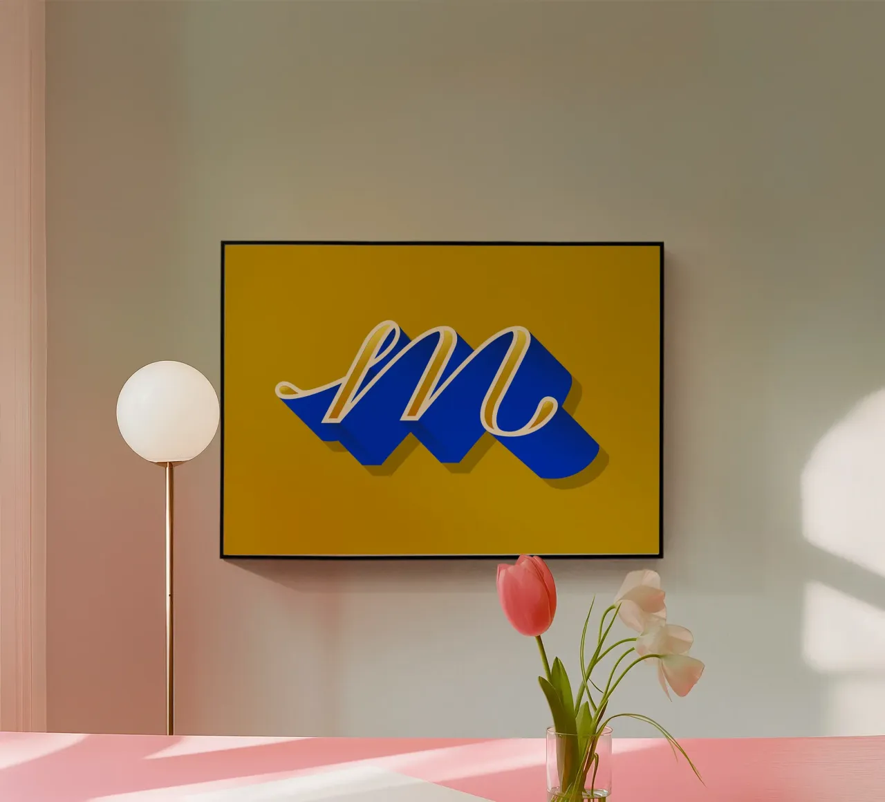 M letter script plexiglass da Glettering