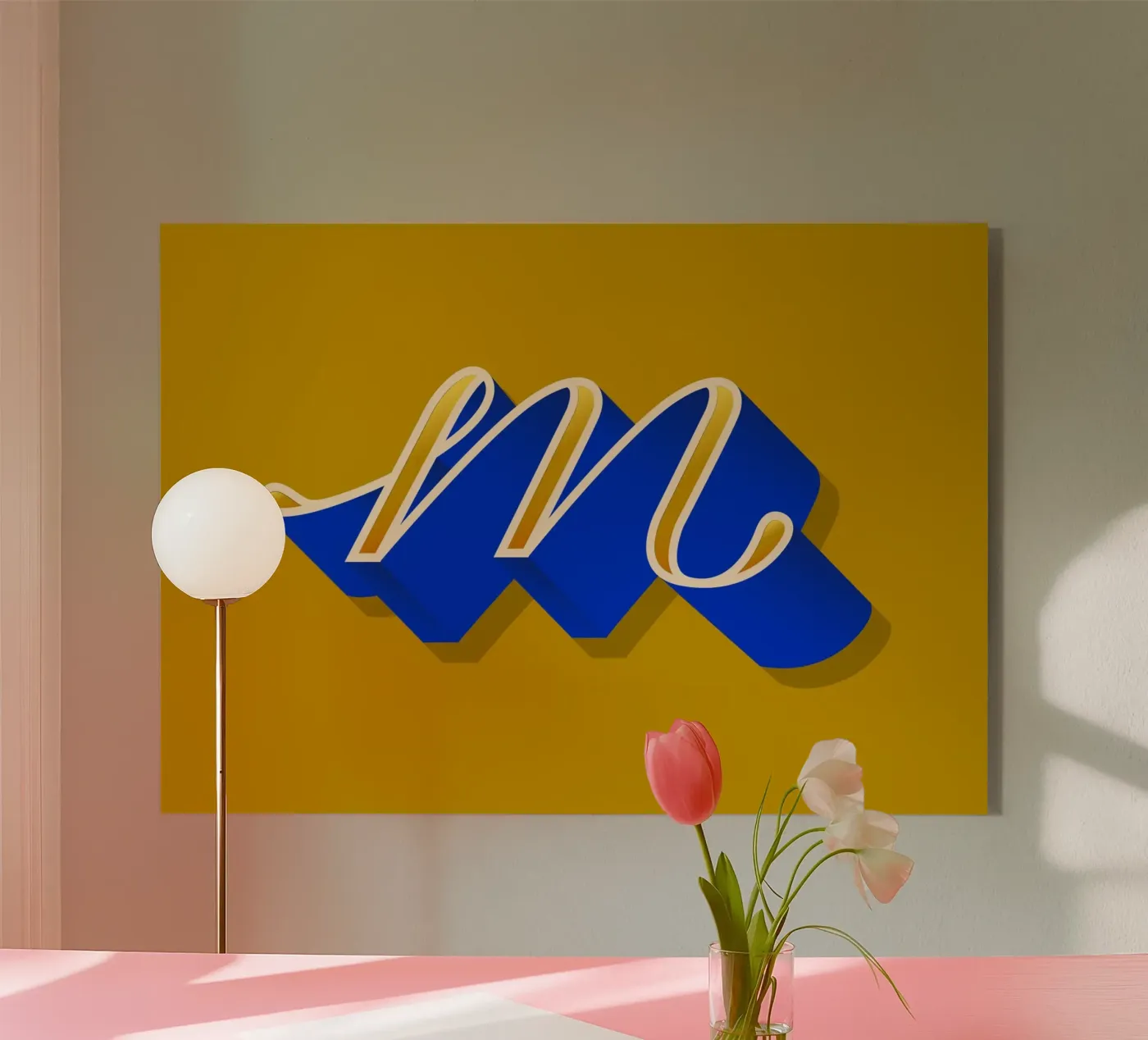 M letter script plexiglass da Glettering
