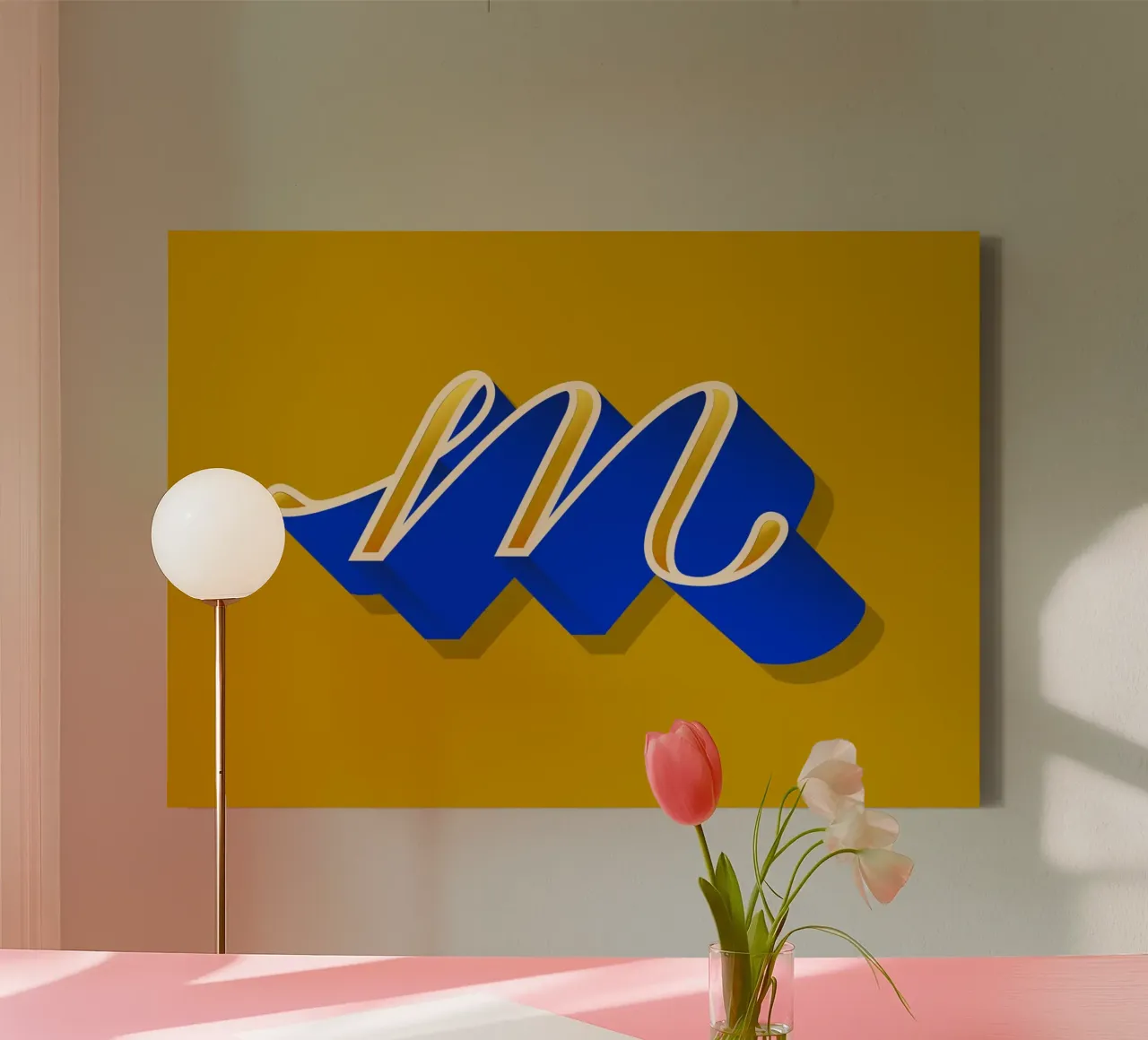 M letter script tela da Glettering