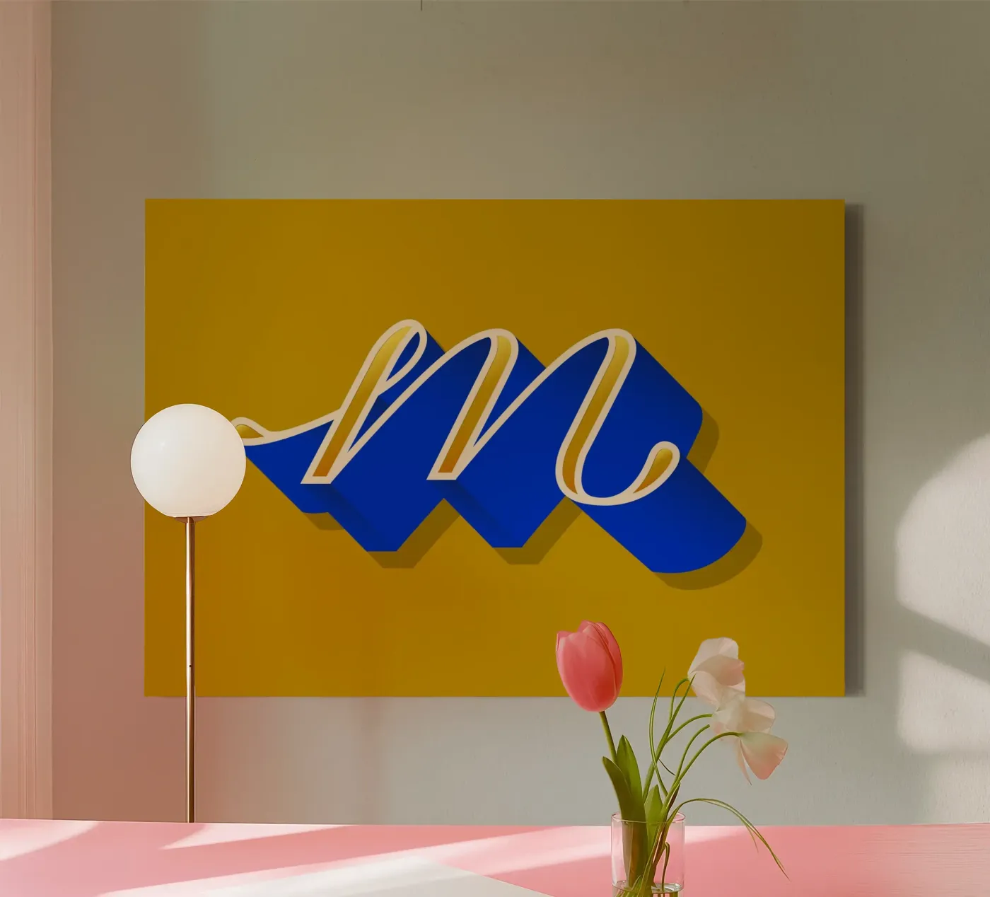 M letter script tela da Glettering