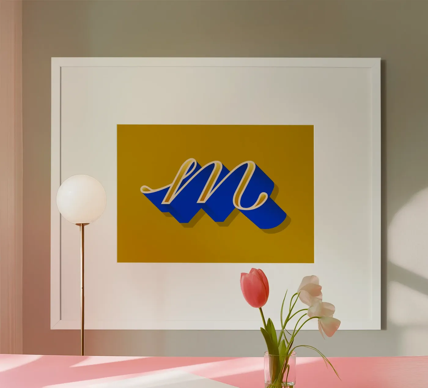 M letter script poster van Glettering