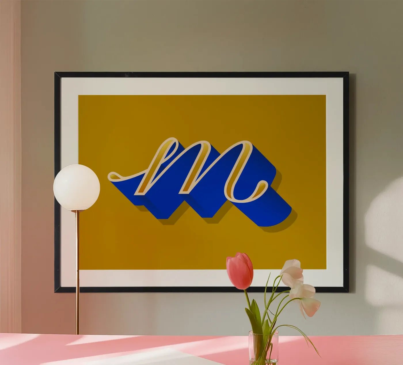 M letter script poster van Glettering